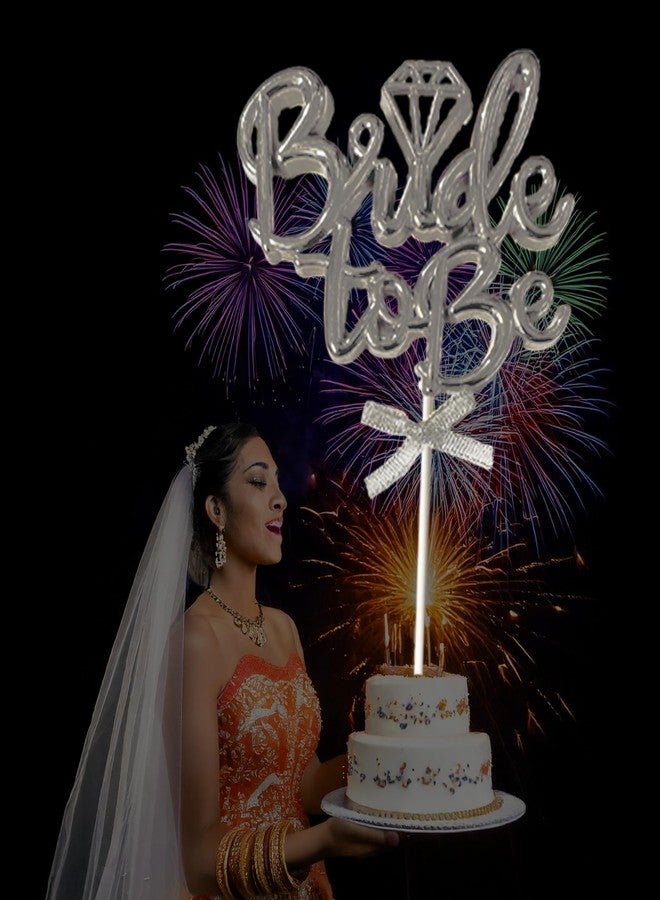 Pop Colours Silver Bride to Be Cake Topper with Diamond Accent | Cake Topper For Bride To Be Celebration | Pack of 1 (Silver) - Image 3